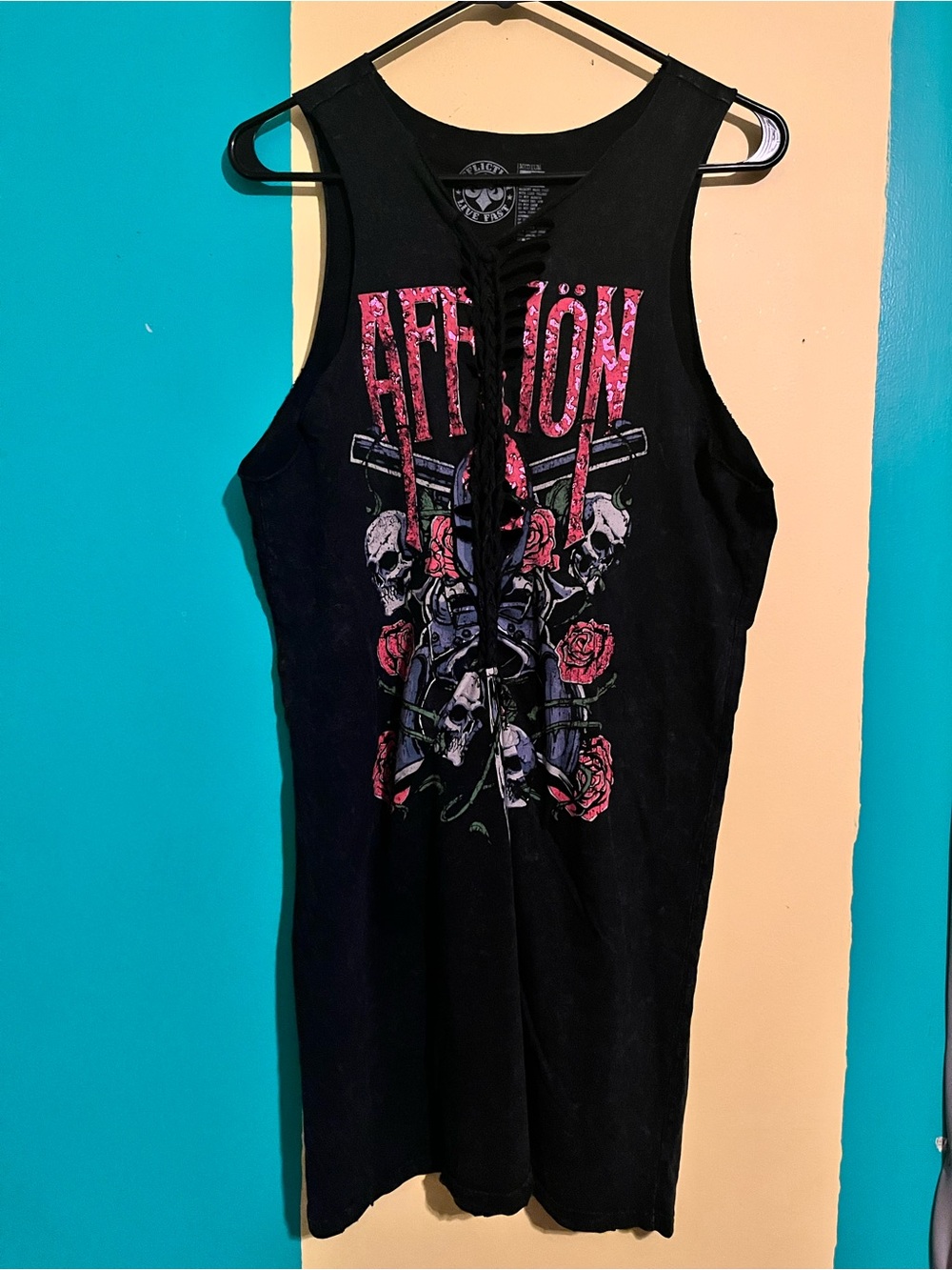 Affliction Black Lace-Up Women's Tank Dress